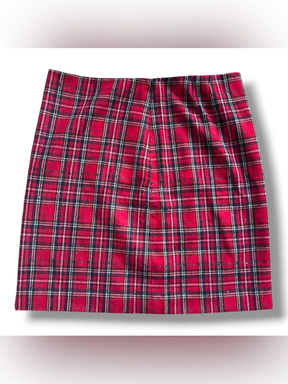 Talbots Red Tartan Plaid Skirt W/ Sequins Womens Size 14 Academia Holiday Preppy